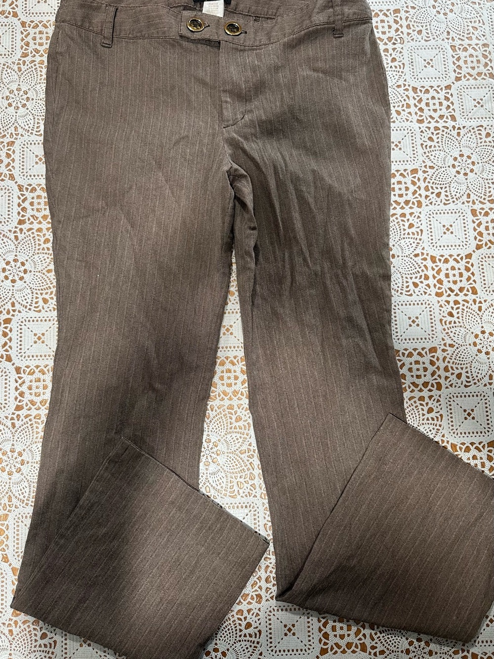 Baby Phat Brown Herringbone Flare Dress Pants Size 14 Y2K